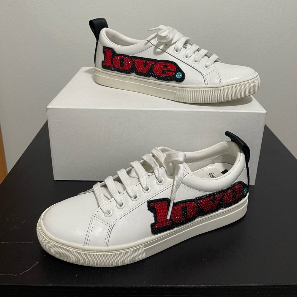 Women's Empire Love Embellished Leather Lace Up Sneakers